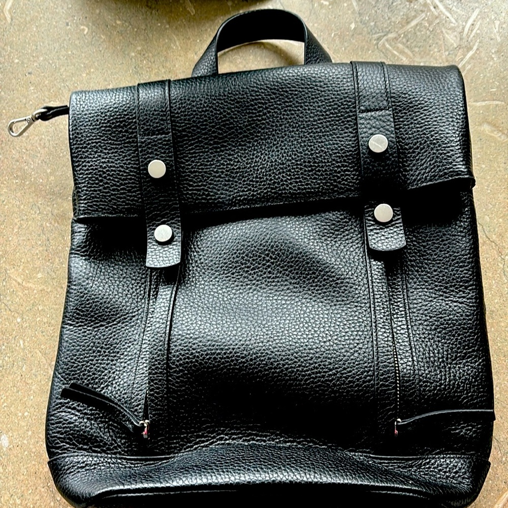 Leather Matte Black Backpack - Like New!